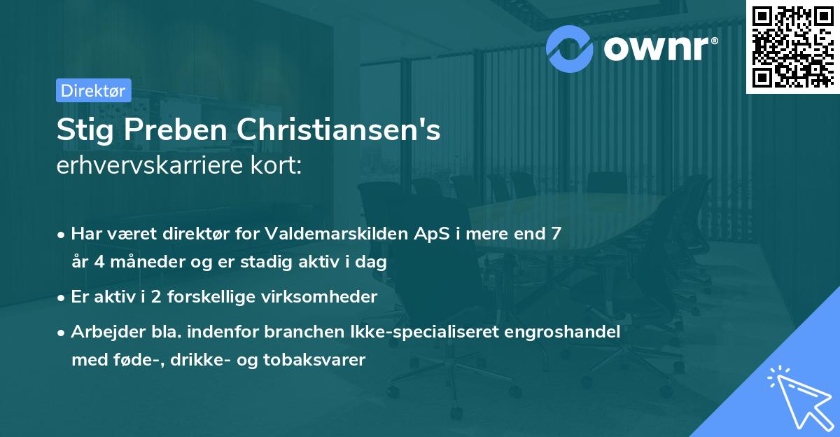 Stig Preben Christiansen's erhvervskarriere kort