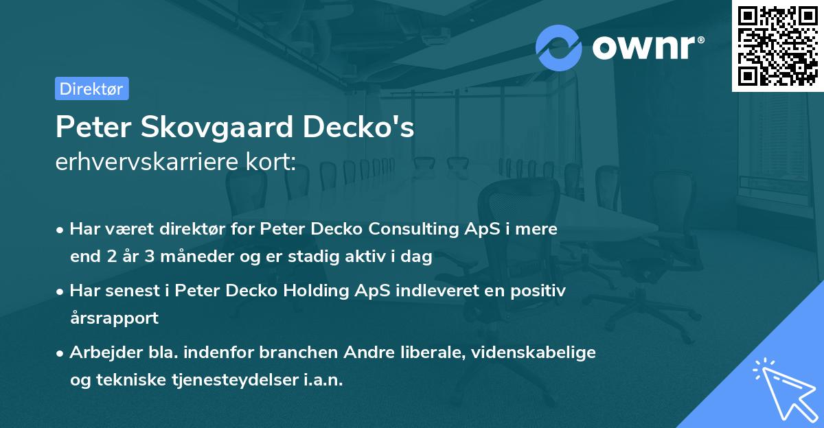 Peter Skovgaard Decko's erhvervskarriere kort