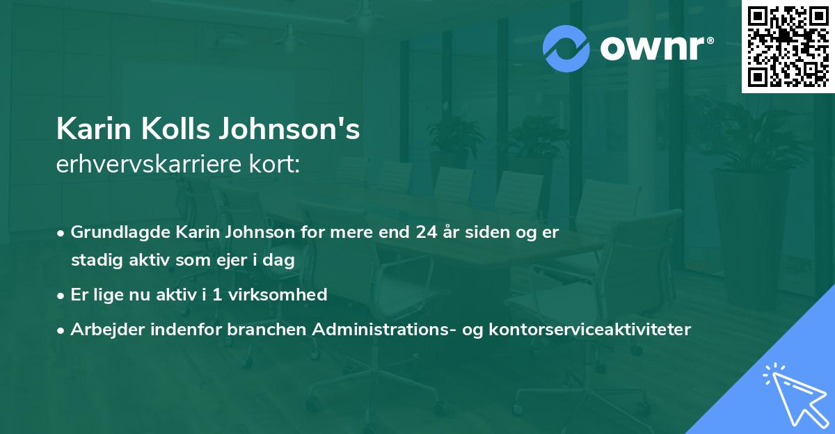 Karin Kolls Johnson's erhvervskarriere kort