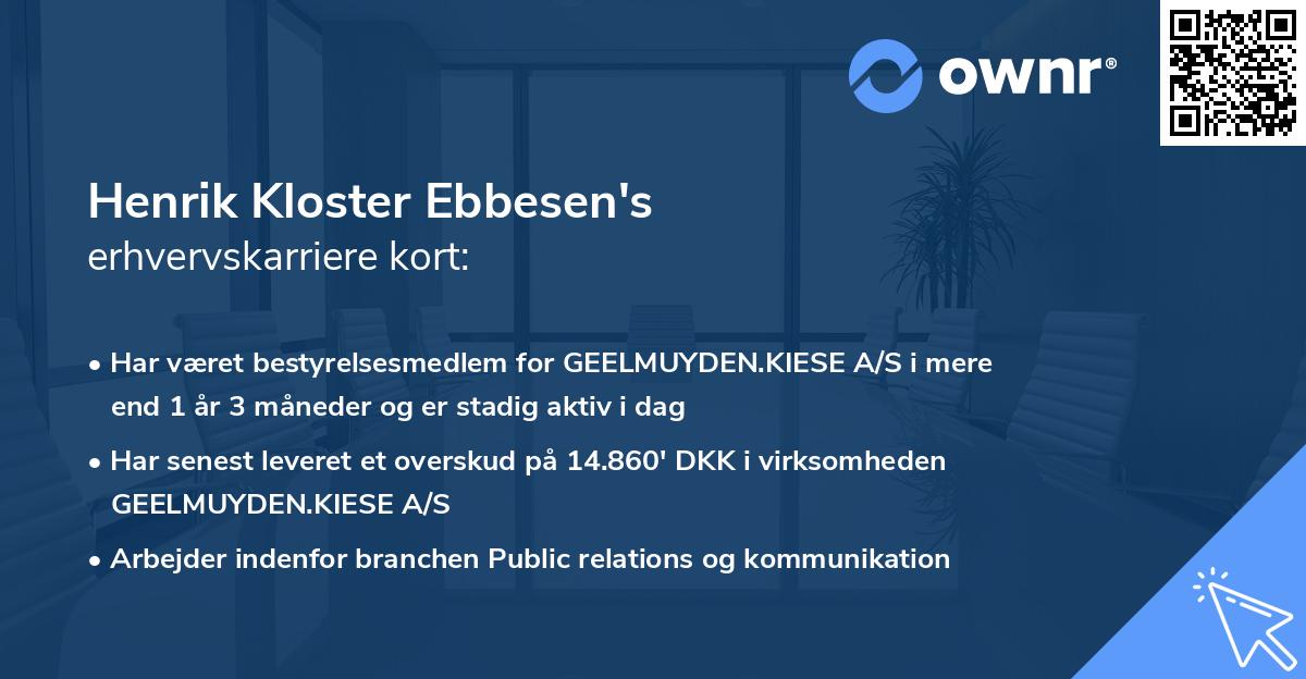 Henrik Kloster Ebbesen's erhvervskarriere kort