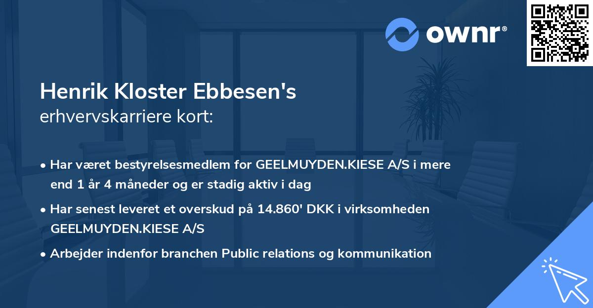 Henrik Kloster Ebbesen's erhvervskarriere kort