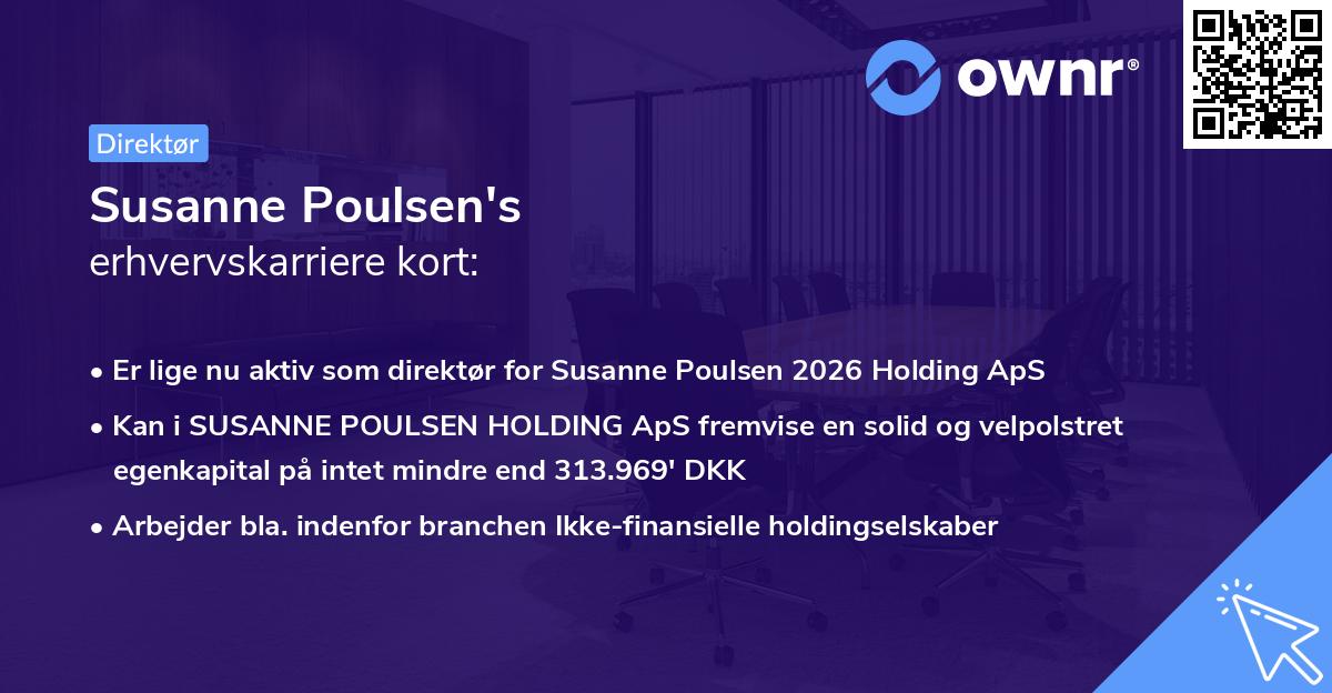 Susanne Poulsen's erhvervskarriere kort