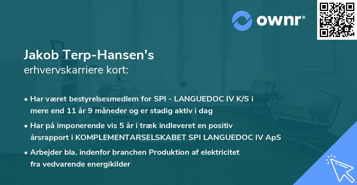 Jakob Terp-Hansen's erhvervskarriere kort