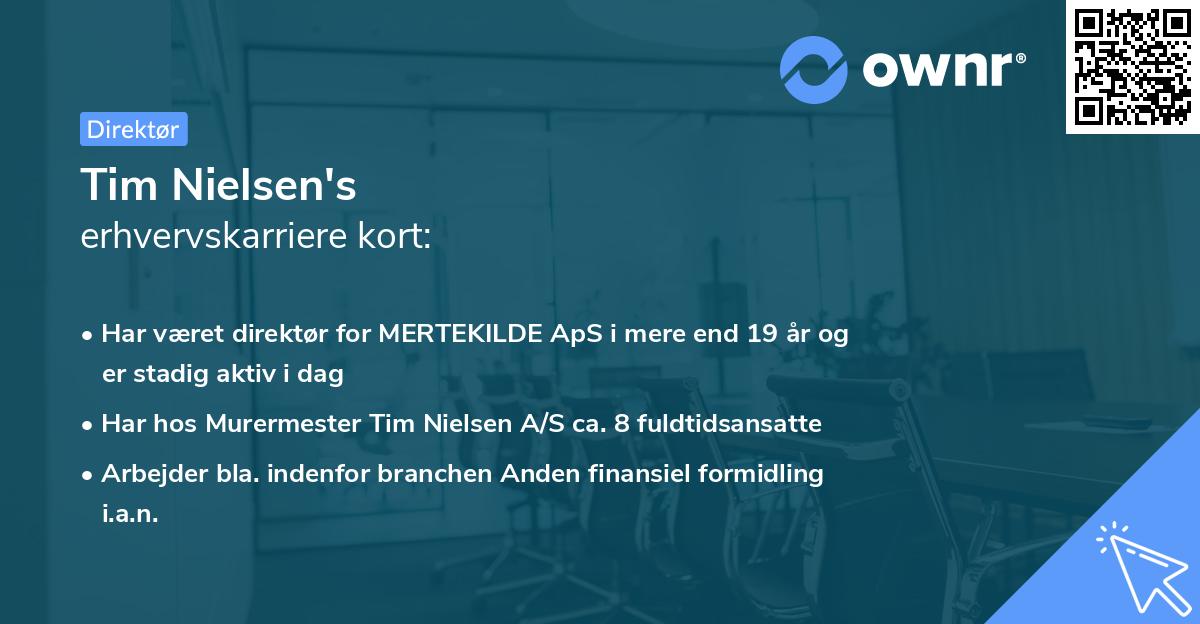 Tim Nielsen's erhvervskarriere kort