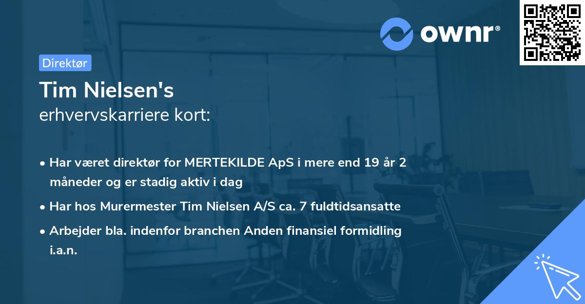 Tim Nielsen's erhvervskarriere kort
