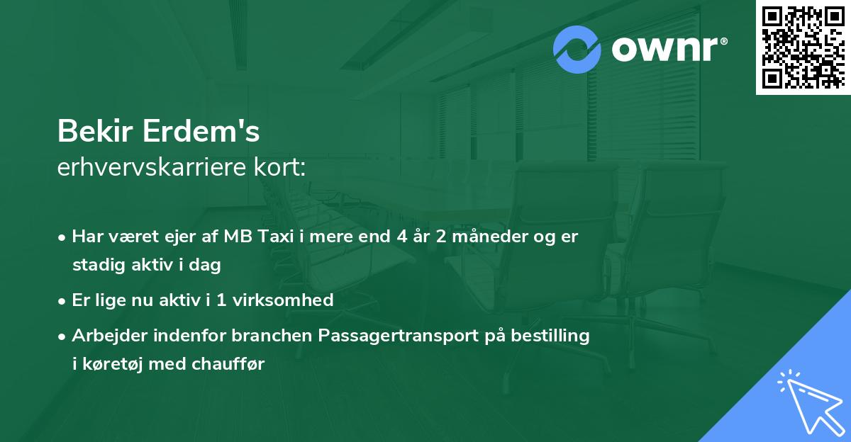 Bekir Erdem's erhvervskarriere kort