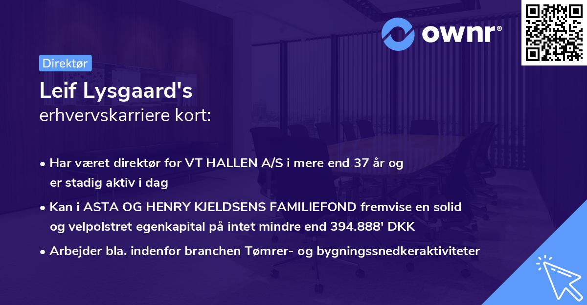 Leif Lysgaard's erhvervskarriere kort