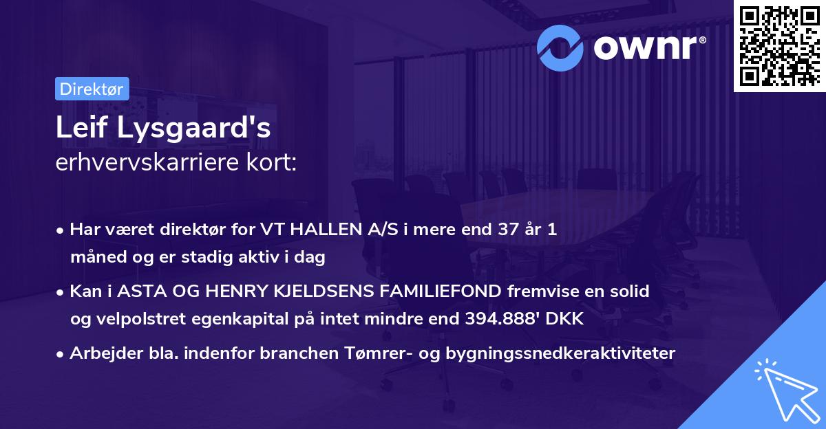 Leif Lysgaard's erhvervskarriere kort