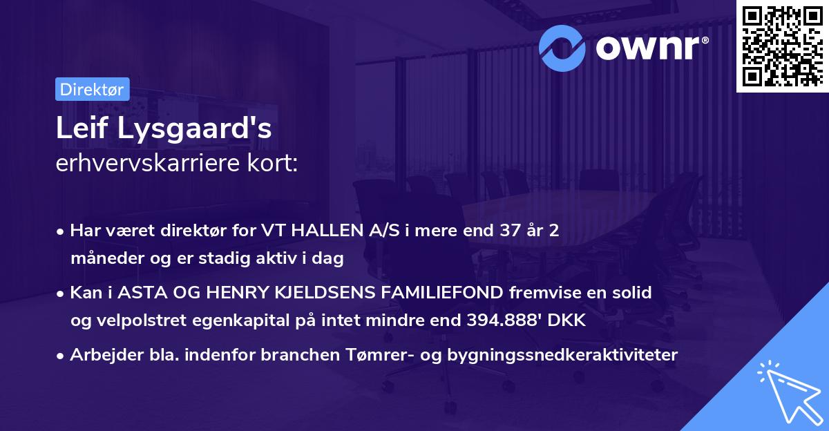 Leif Lysgaard's erhvervskarriere kort