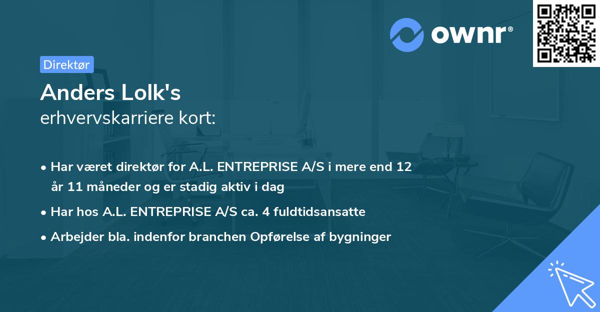 Anders Lolk's erhvervskarriere kort