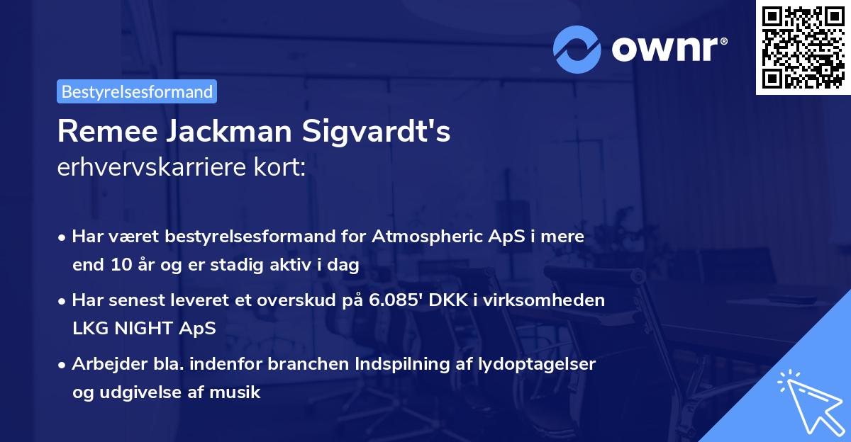 Remee Jackman Sigvardt's erhvervskarriere kort