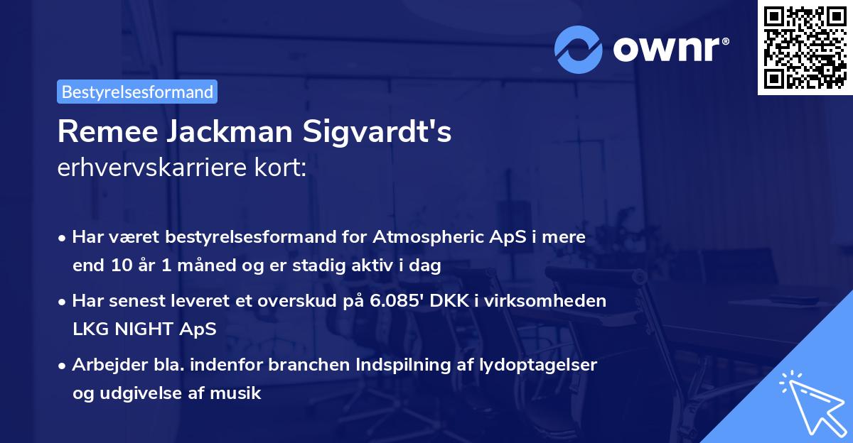 Remee Jackman Sigvardt's erhvervskarriere kort