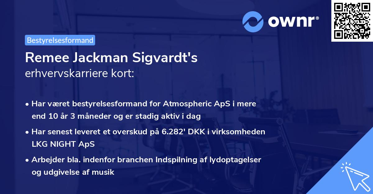 Remee Jackman Sigvardt's erhvervskarriere kort
