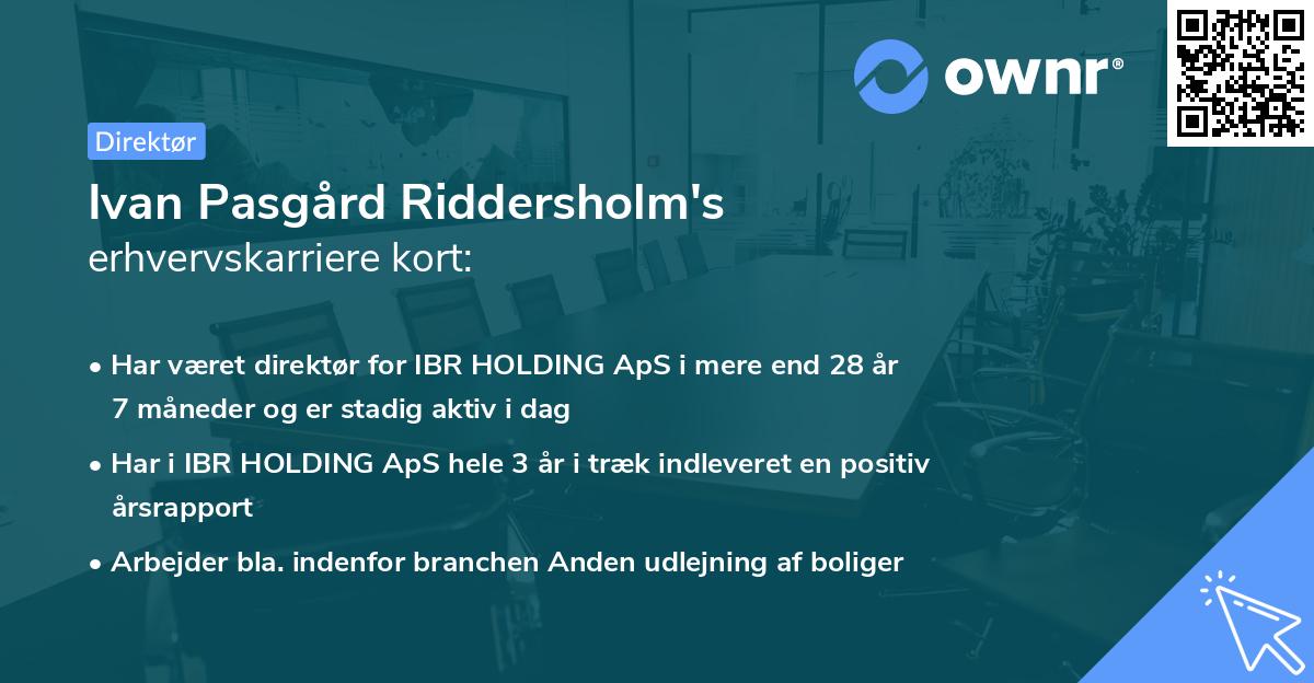 Ivan Pasgård Riddersholm's erhvervskarriere kort