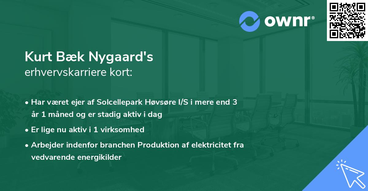 Kurt Bæk Nygaard's erhvervskarriere kort