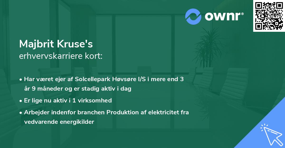 Majbrit Kruse's erhvervskarriere kort
