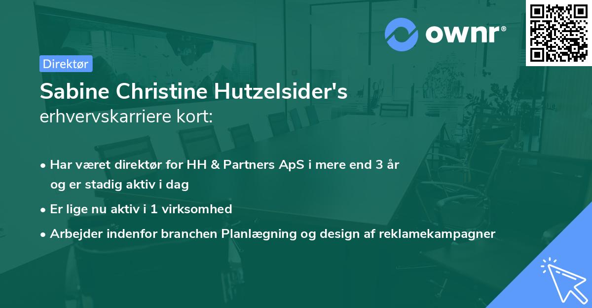 Sabine Christine Hutzelsider's erhvervskarriere kort