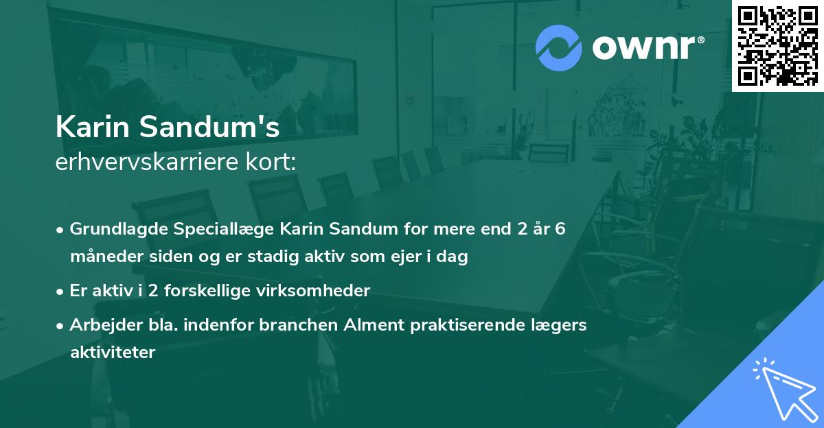 Karin Sandum's erhvervskarriere kort