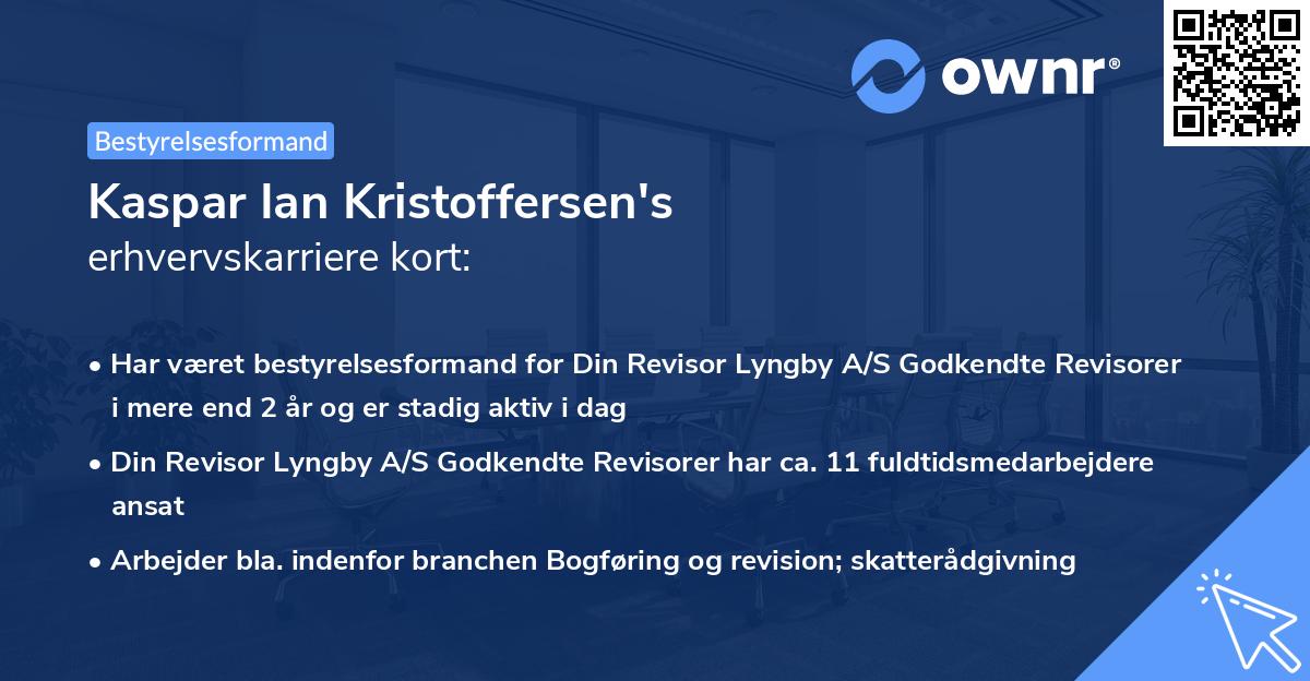 Kaspar Ian Kristoffersen's erhvervskarriere kort