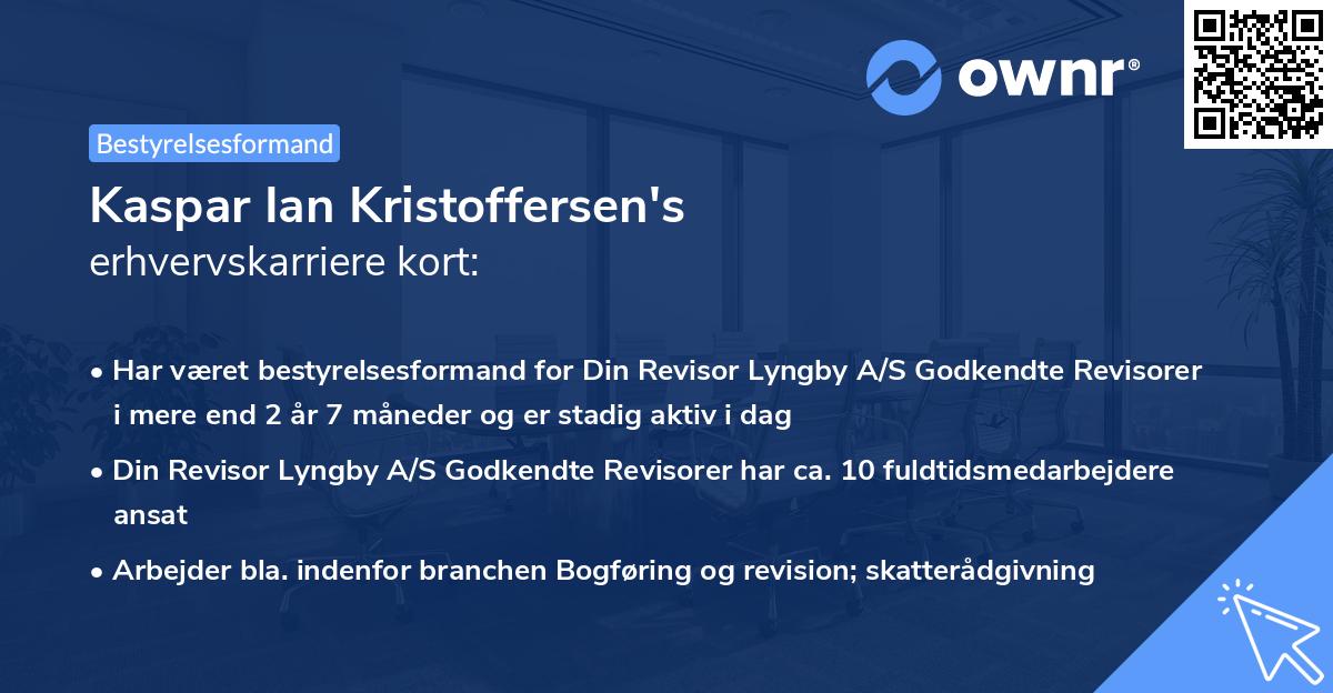 Kaspar Ian Kristoffersen's erhvervskarriere kort