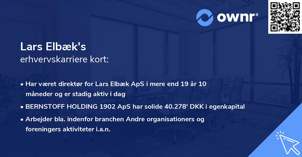 Lars Elbæk's erhvervskarriere kort