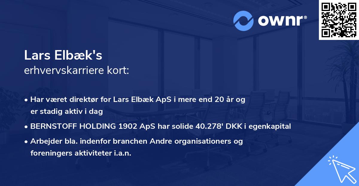 Lars Elbæk's erhvervskarriere kort