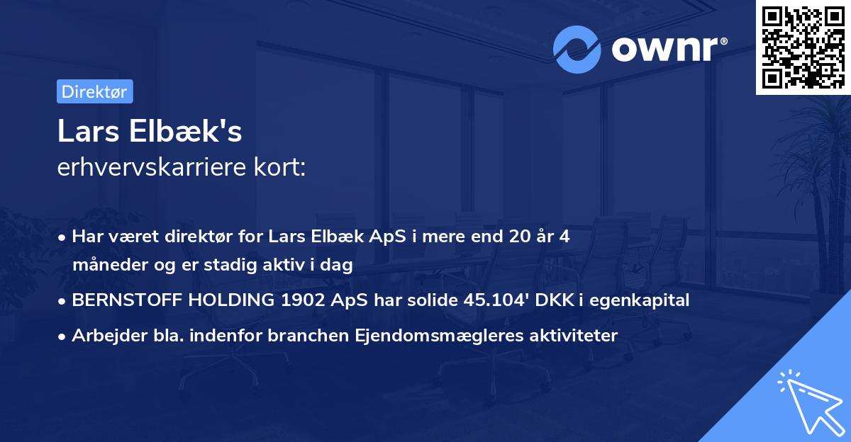 Lars Elbæk's erhvervskarriere kort