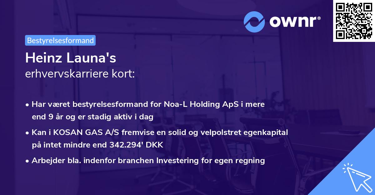 Heinz Launa's erhvervskarriere kort