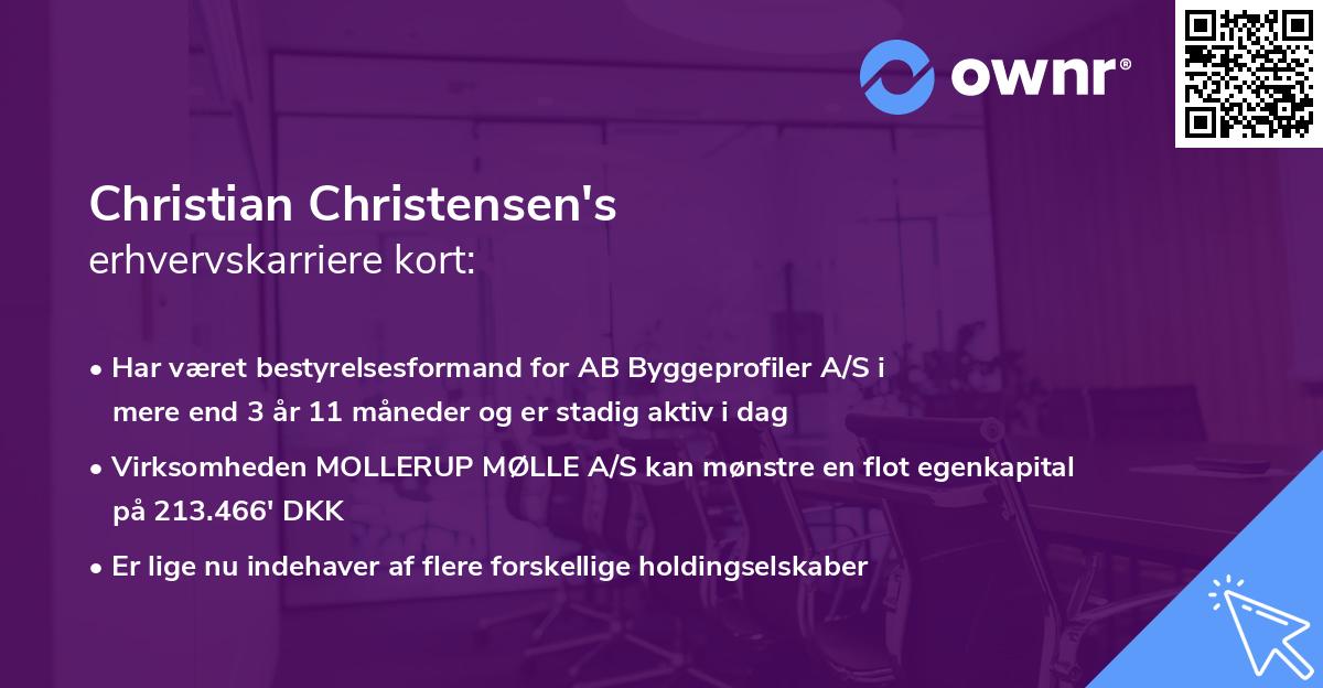 Christian Christensen's erhvervskarriere kort