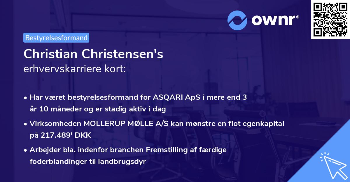 Christian Christensen's erhvervskarriere kort