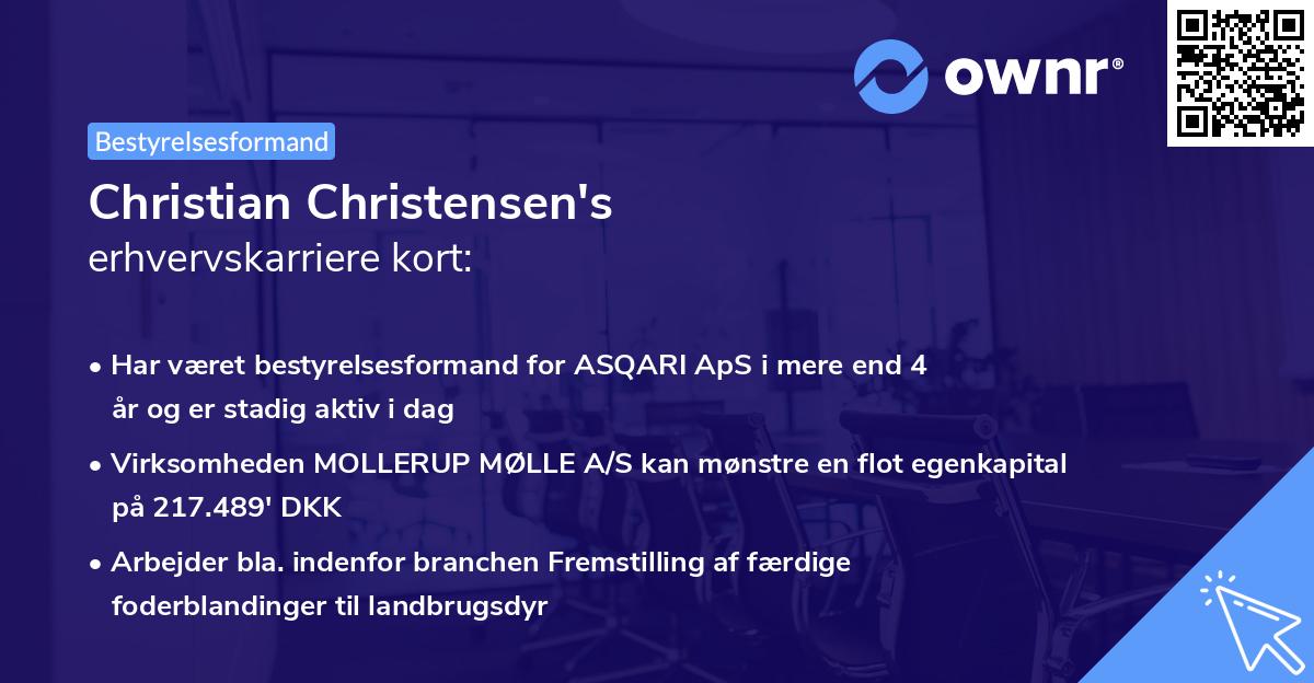 Christian Christensen's erhvervskarriere kort