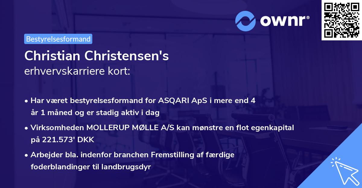 Christian Christensen's erhvervskarriere kort