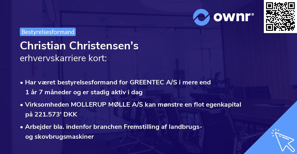 Christian Christensen's erhvervskarriere kort