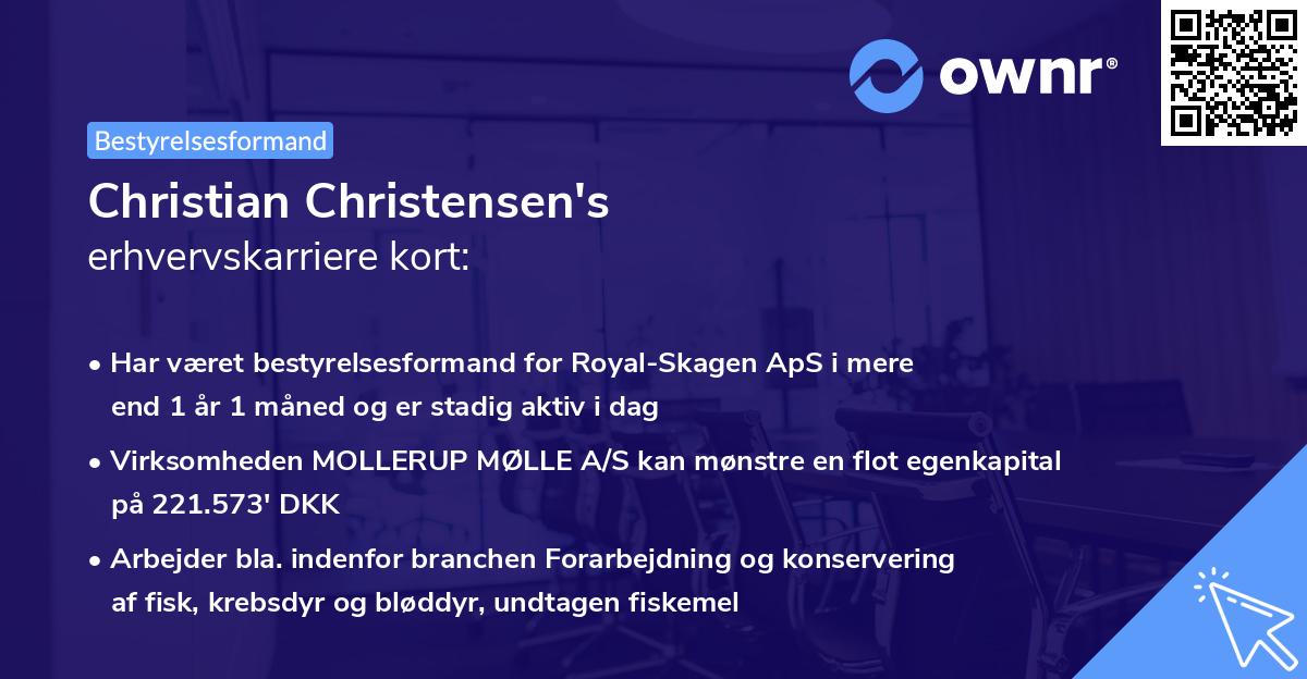 Christian Christensen's erhvervskarriere kort