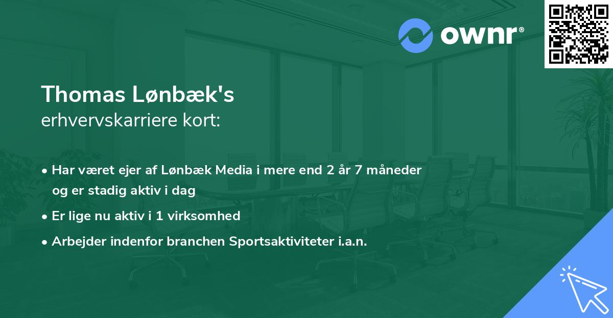 Thomas Lønbæk's erhvervskarriere kort