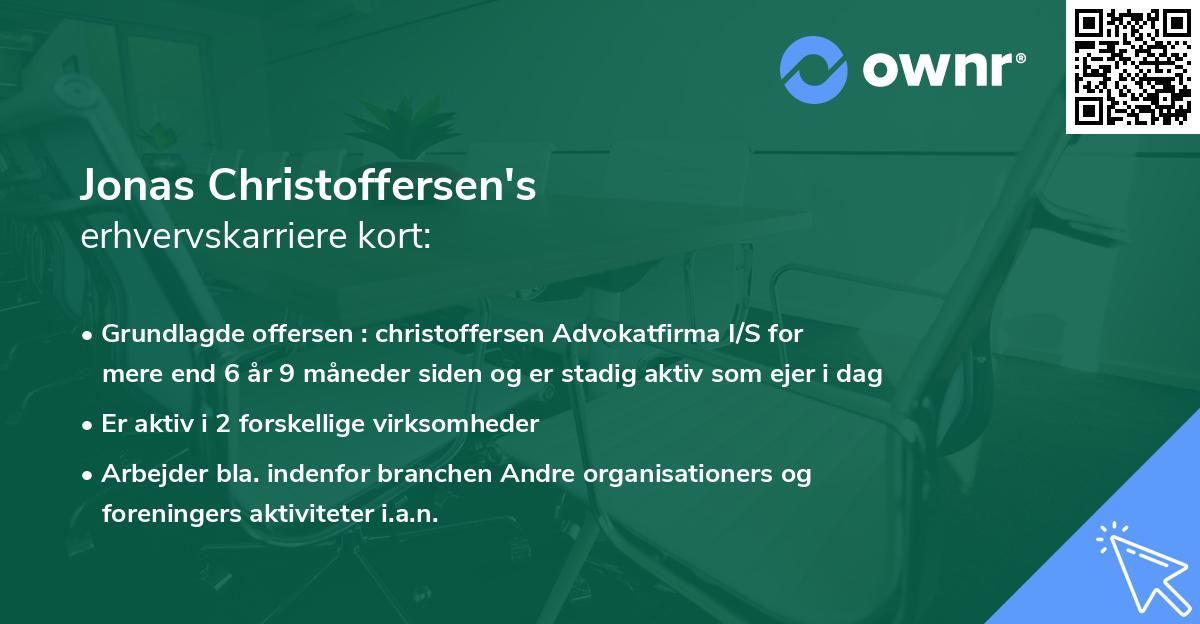 Jonas Christoffersen's erhvervskarriere kort
