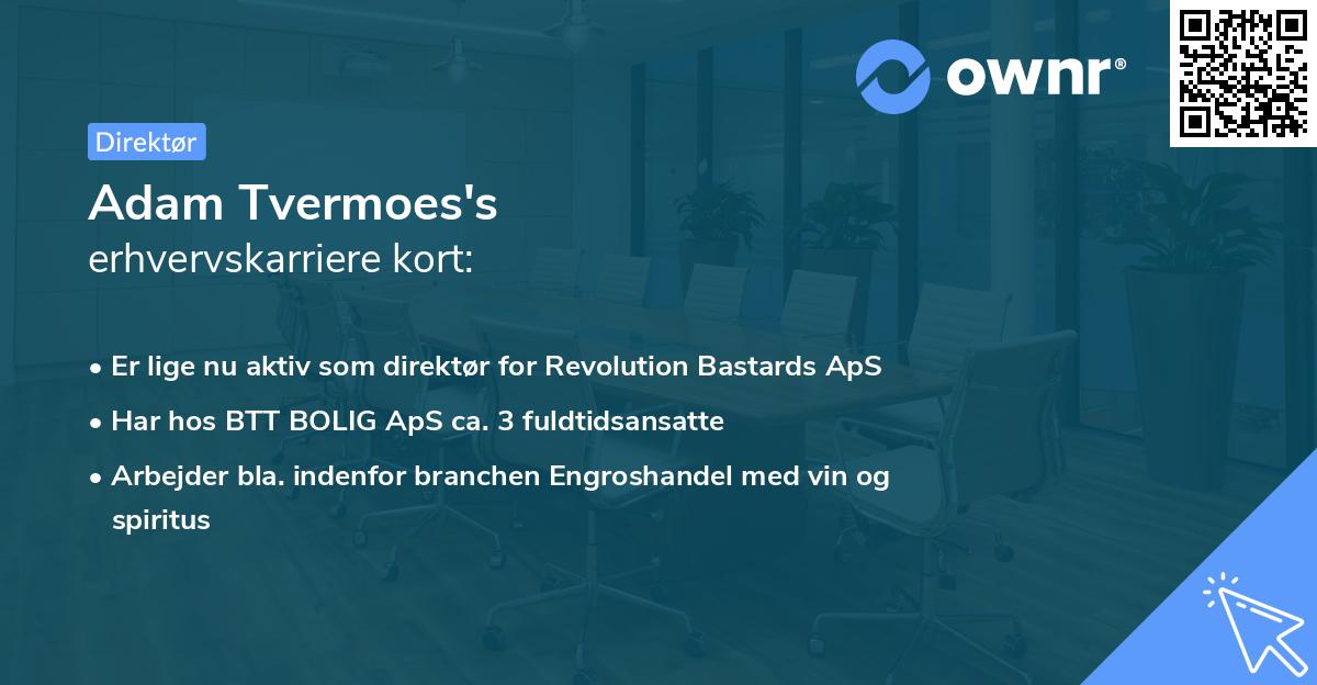 Adam Tvermoes's erhvervskarriere kort