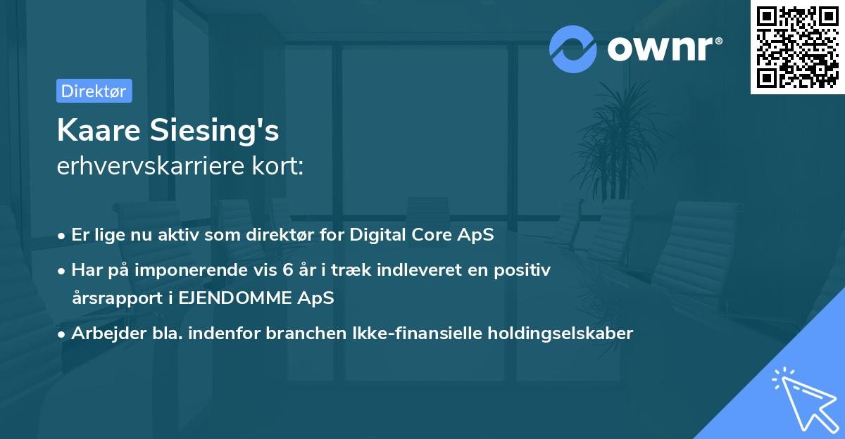 Kaare Siesing's erhvervskarriere kort