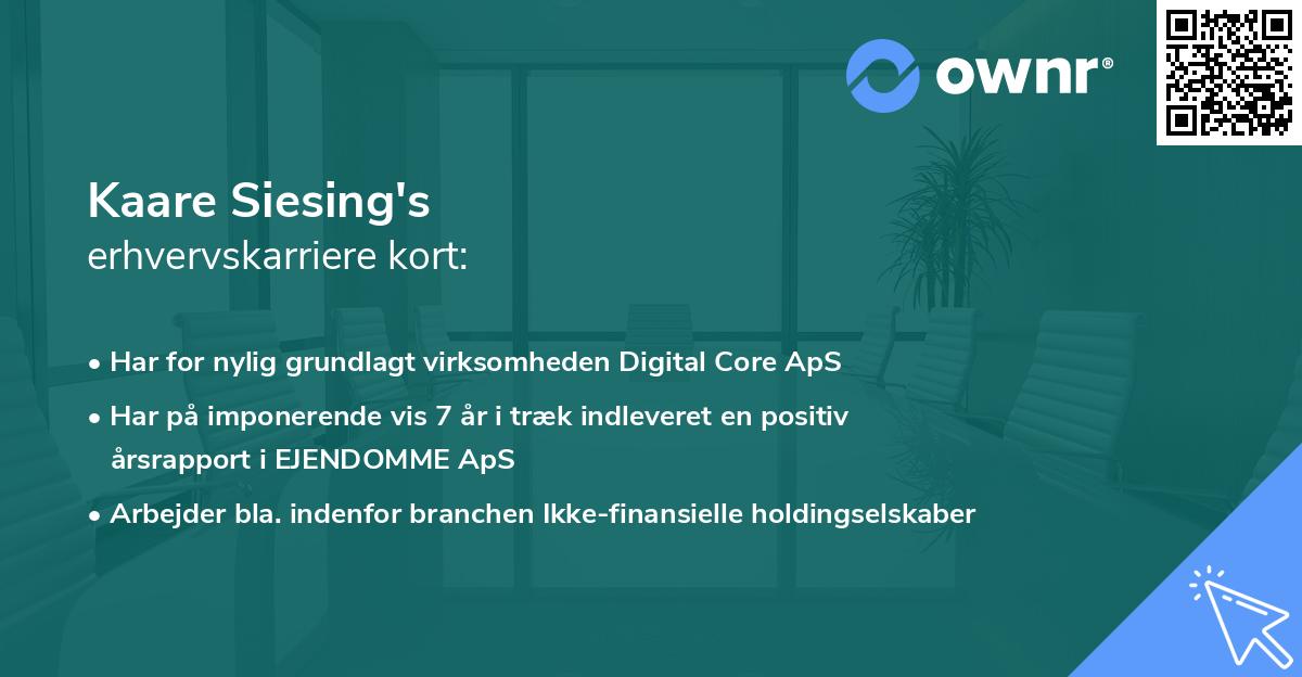 Kaare Siesing's erhvervskarriere kort