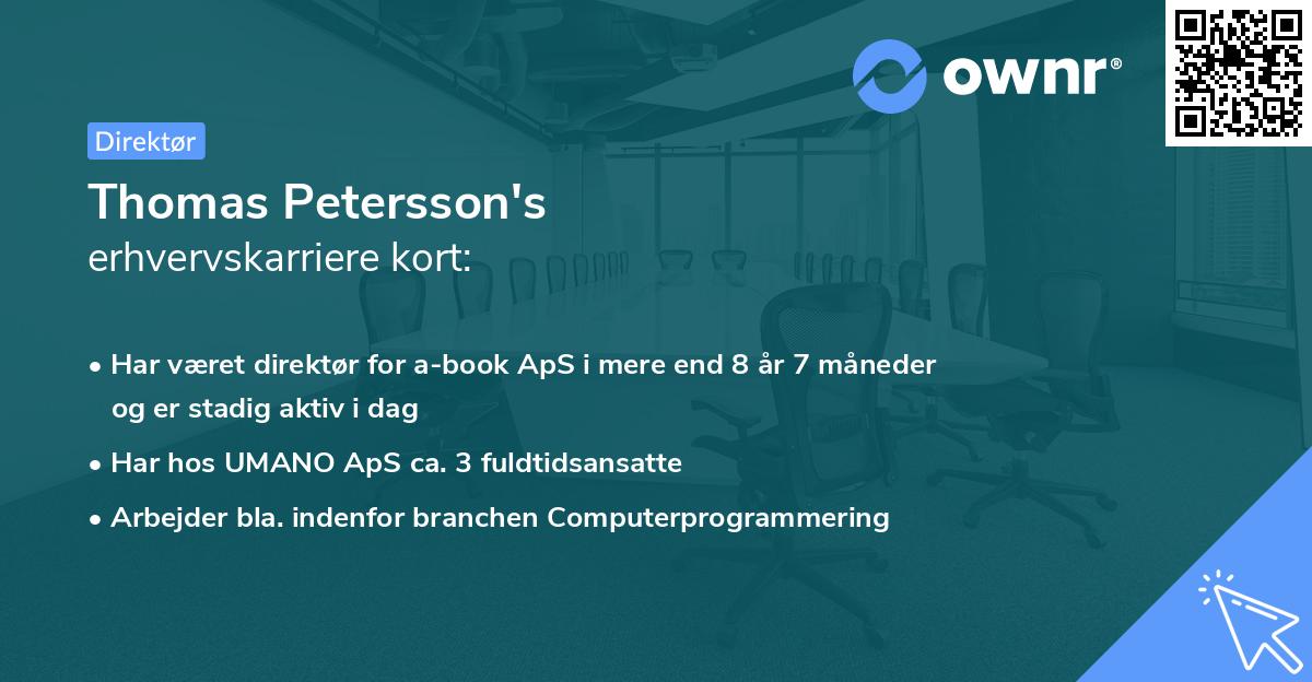 Thomas Petersson's erhvervskarriere kort