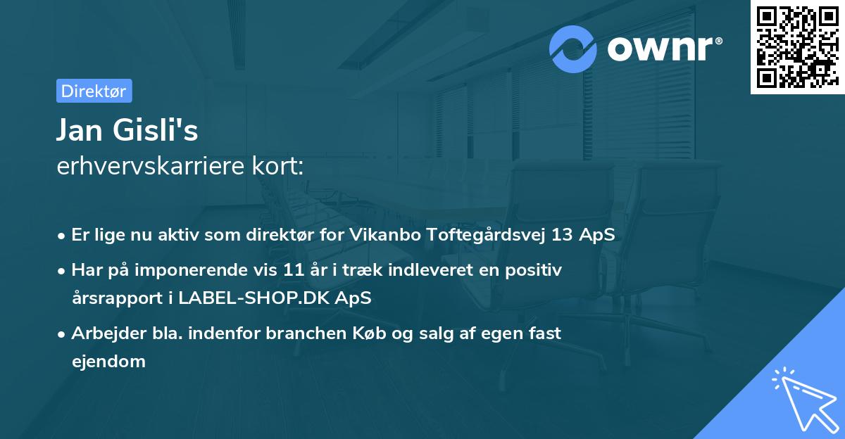 Jan Gisli's erhvervskarriere kort