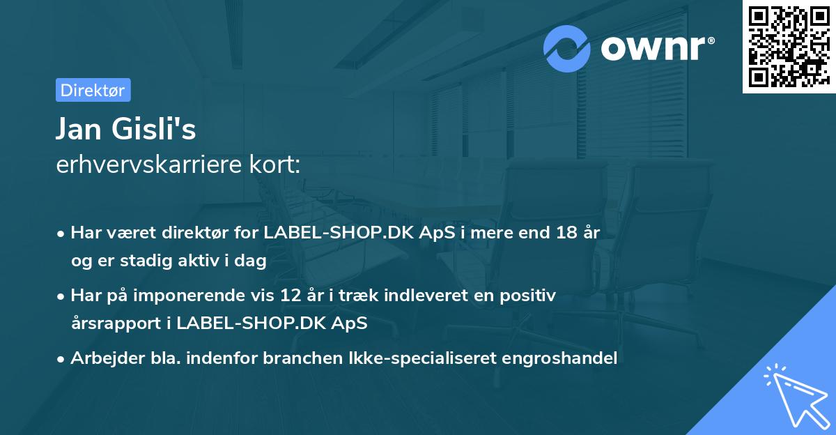 Jan Gisli's erhvervskarriere kort