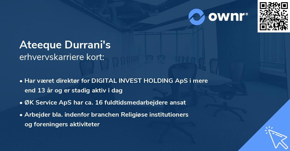 Ateeque Durrani's erhvervskarriere kort