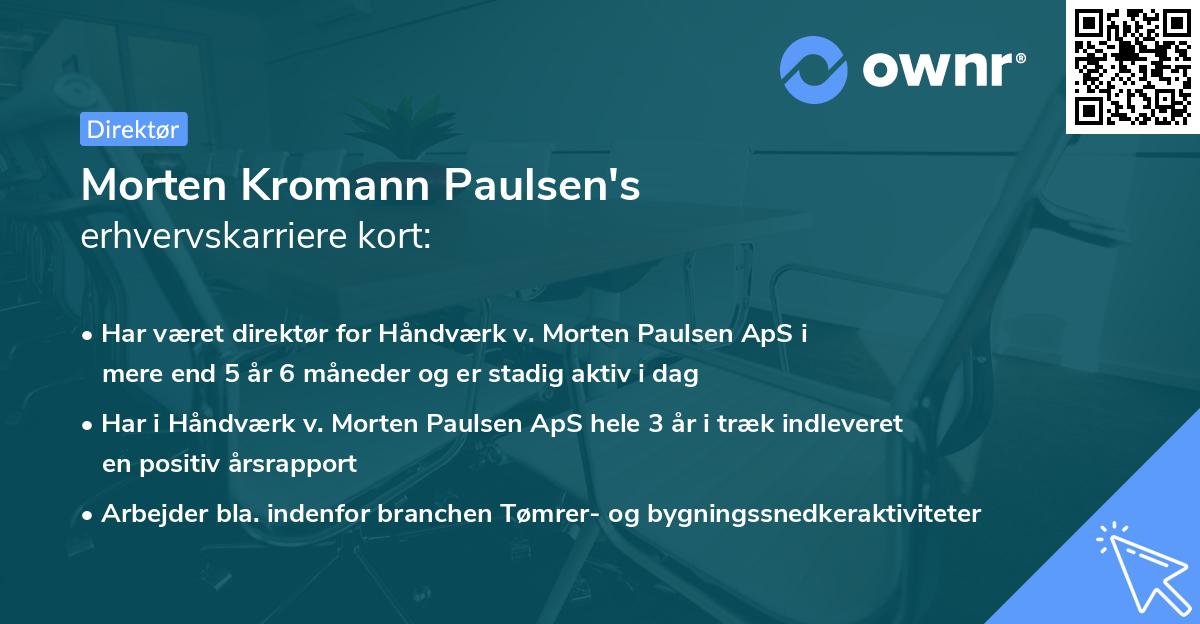 Morten Kromann Paulsen's erhvervskarriere kort