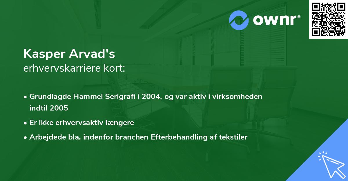 Kasper Arvad's erhvervskarriere kort