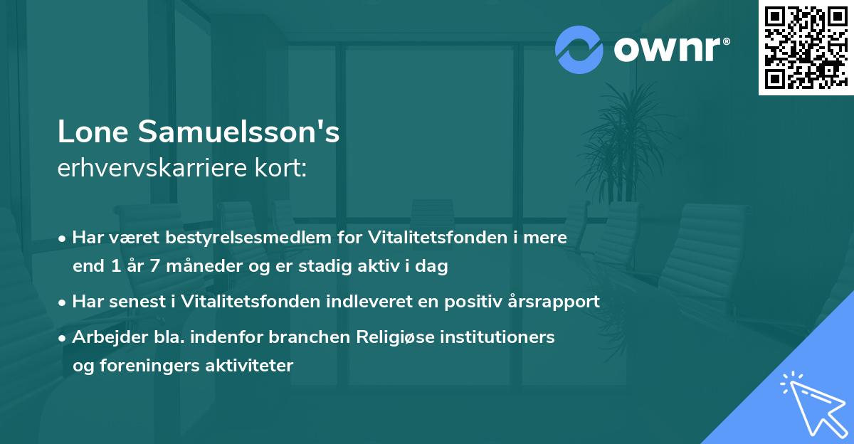 Lone Samuelsson's erhvervskarriere kort