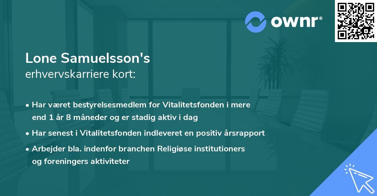 Lone Samuelsson's erhvervskarriere kort