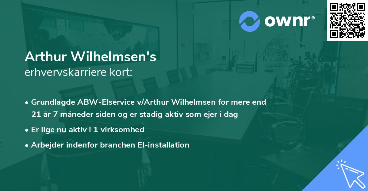 Arthur Wilhelmsen's erhvervskarriere kort
