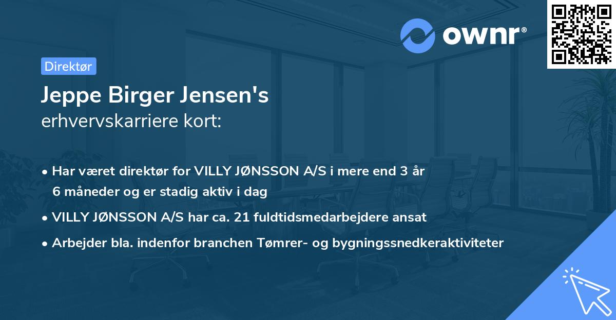 Jeppe Birger Jensen's erhvervskarriere kort