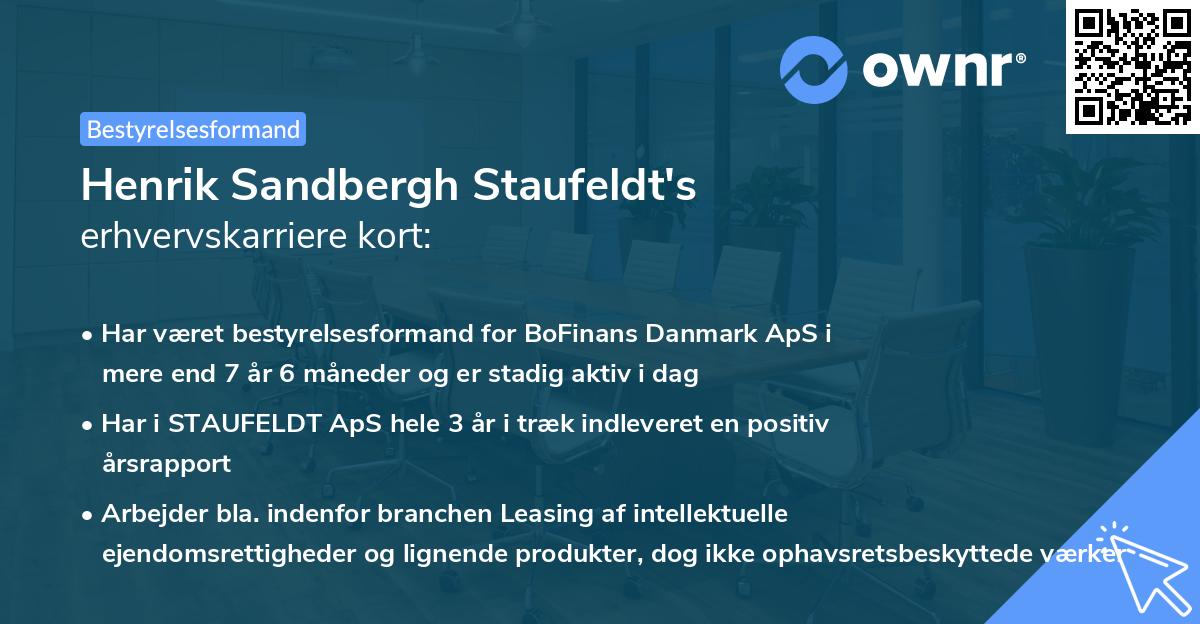 Henrik Sandbergh Staufeldt's erhvervskarriere kort